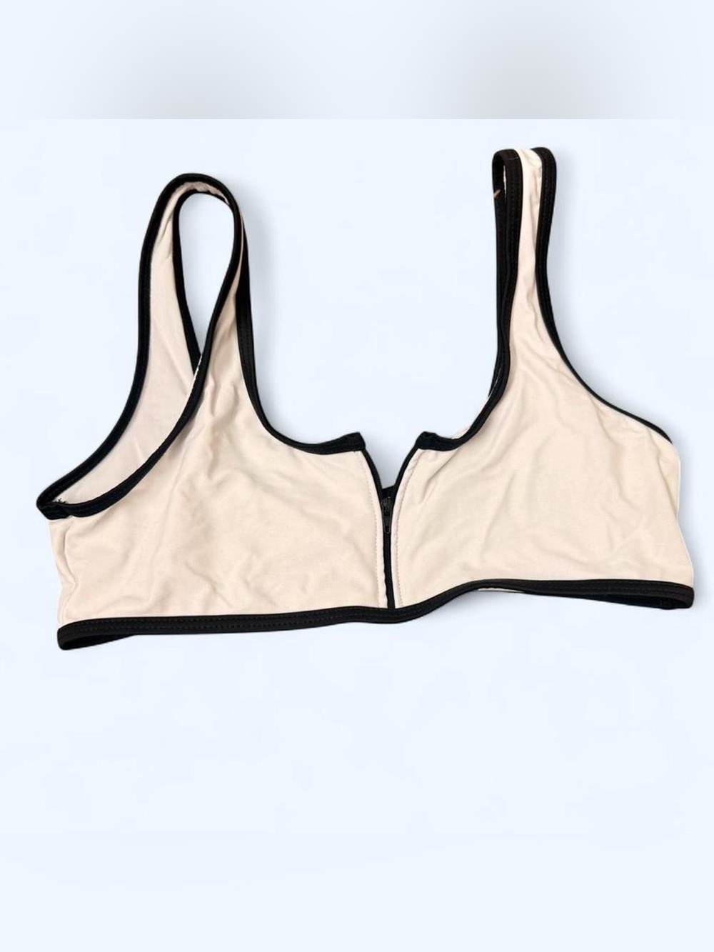 Beige and Black Front-Zip Comfort Bra - Women Intimates